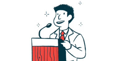 FAST Global Science Summit and Gala | Angelman Syndrome News | illustration of speaker at podium