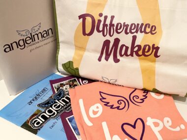 ASF Conference \ Angelman Syndrome News \ An assortment of goodies from a previous ASF Walk, including a handbag and various informative booklets