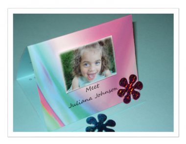 Labels \ Angelman Syndrome News \ An "All About Me" card that says 'Meet Juliana Johnson' with a photo of Juliana smiling.
