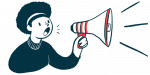 NNZ-2591 | Angelman Syndrome News | illustration of woman speaking through megaphone