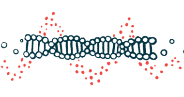 An illustration shows a strand of DNA.