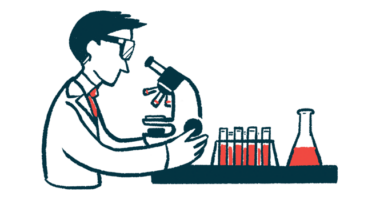 An illustration of a researcher working in a laboratory.