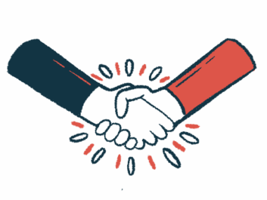An illustration of two people shaking hands in agreement.