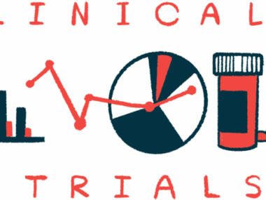 Different charts representing clinical trials and a pill bottle are displayed.
