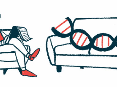 In this gene therapy illustration, a strand of DNA reclines on a counselor's sofa.