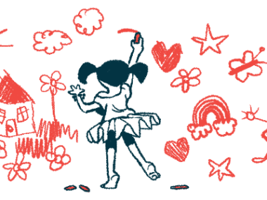 A young girl draws pictures on a wall.