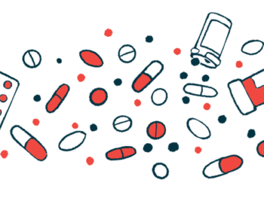 An illustration shows a scattering of pills and a pair of prescription medication bottles.