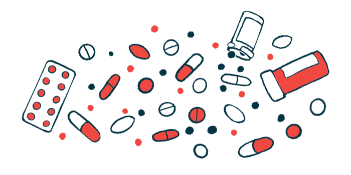An illustration shows a scattering of pills and a pair of prescription medication bottles.